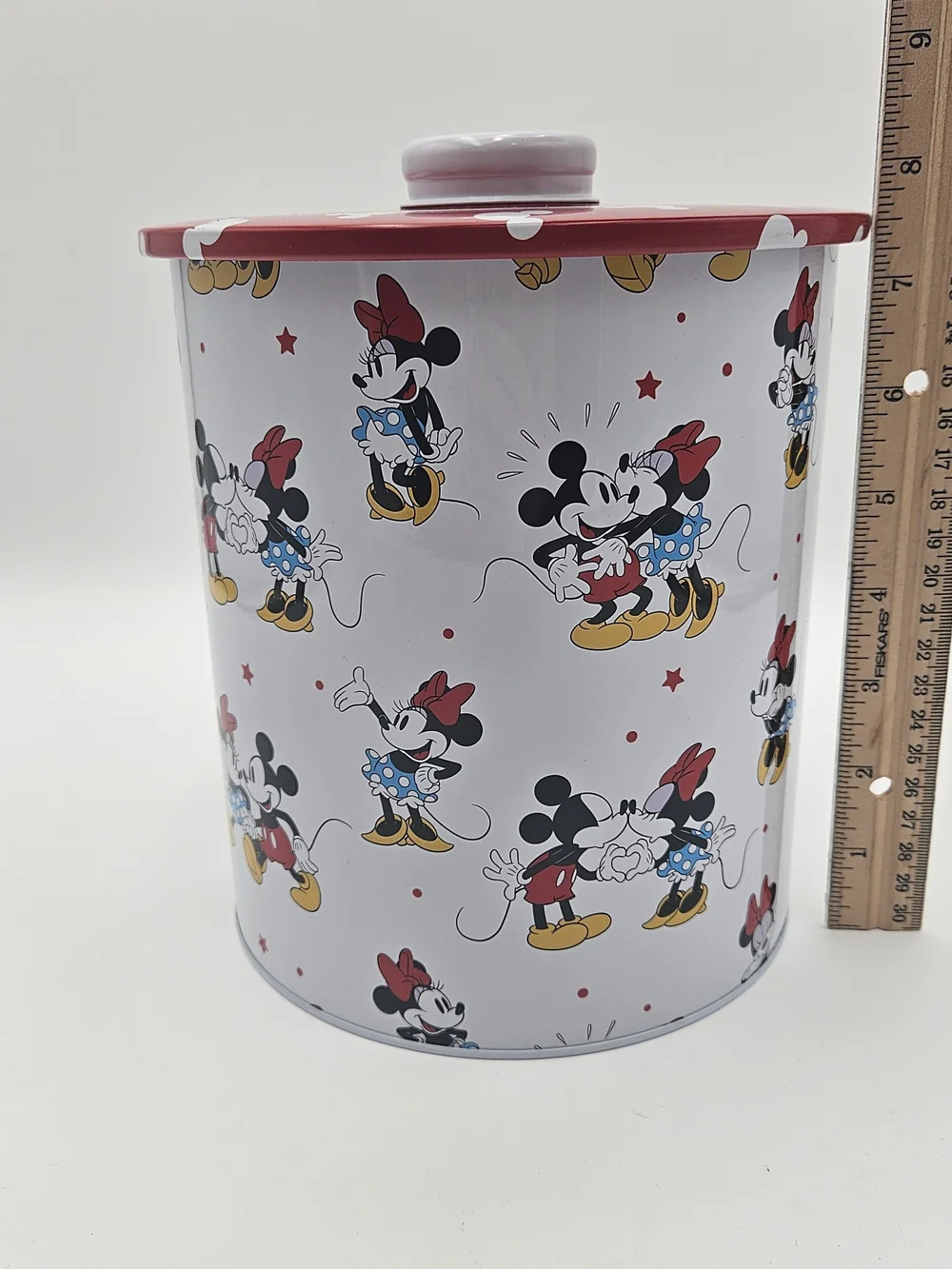 Mickey & Minnie Mouse Red & White Cookie Tin with Lid